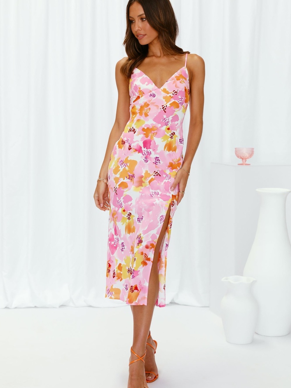 SHEIN Allover Floral Print Slip Cami Beach Dress